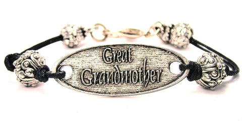 Great Grandmother Black Cord Connector Bracelet