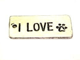 I Love Paw Prints Genuine American Pewter Charm