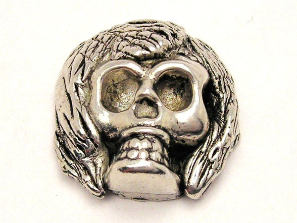 Female Skull Hair Style 1 Genuine American Pewter Charm