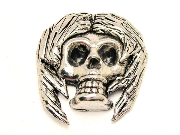 Female Skull Hair Style 2 Genuine American Pewter Charm