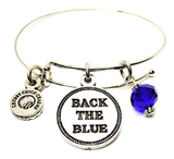 Back The Blue, Thin Blue Line, Police Vest Trio Expandable Bangles Bracelets Set