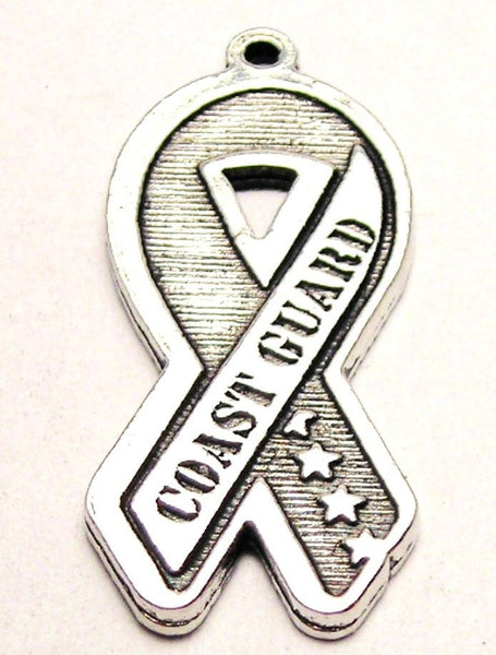 Coast Guard Awareness Ribbon Genuine American Pewter Charm