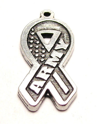 Army Awareness Ribbon Genuine American Pewter Charm