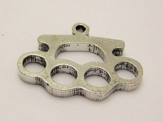 Brass Knuckles Genuine American Pewter Charm