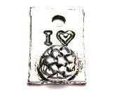 I Love Soccer Rectangle Genuine American Pewter Charm