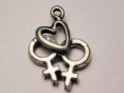 Female Gay Love Genuine American Pewter Charm