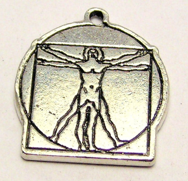 Vitruvian Man Art Genuine American Pewter Charm