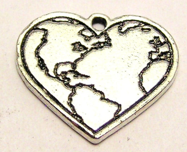 Heart Shaped Mother Earth Genuine American Pewter Charm