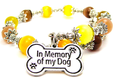 In Memory Of My Dog Cat's Eye Beaded Wrap Bracelet