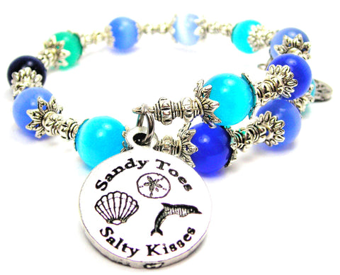 Sandy Toes Salty Kisses Cat's Eye Beaded Wrap Bracelet