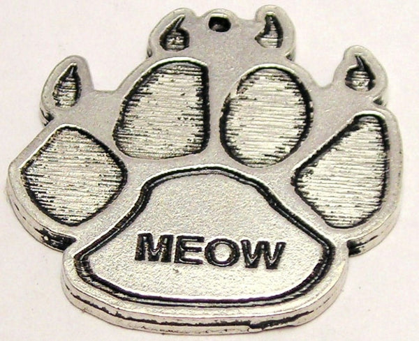 Meow Cat Paw Genuine American Pewter Charm