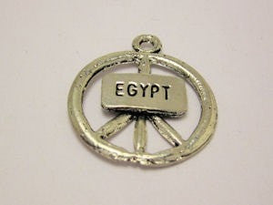 Peace Symbol With The Word Egypt In The Center Genuine American Pewter Charm