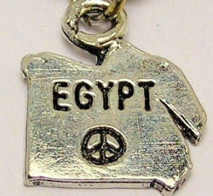 Map Of Egypt With Peace Symbol Genuine American Pewter Charm