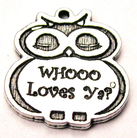 Whooo Loves Ya Owl Genuine American Pewter Charm