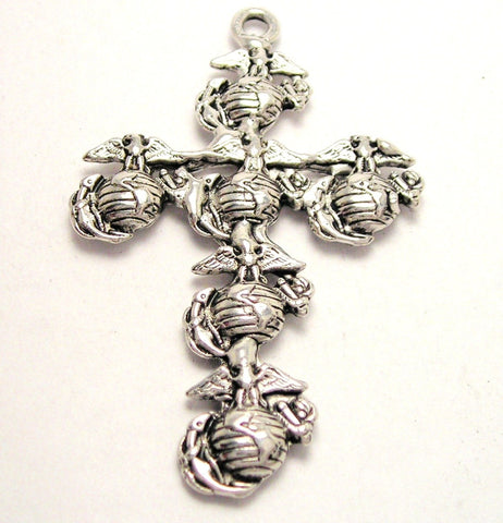 Marine Cross Large Pendant Genuine American Pewter Charm