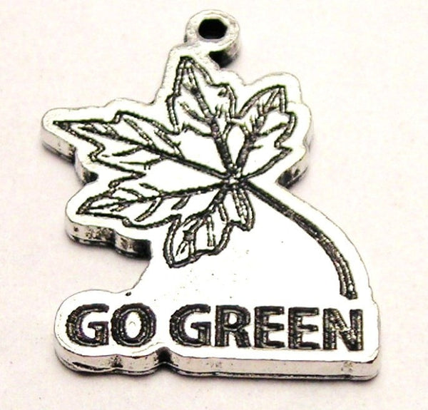 Go Green With Leaf Genuine American Pewter Charm