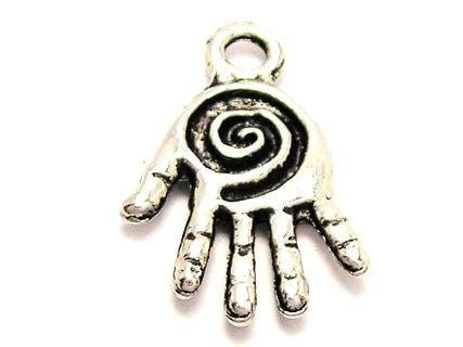 Healing Spiral Hand Genuine American Pewter Charm