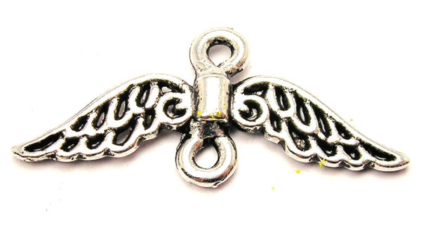 Lace Wings 2 Loops Genuine American Pewter Charm