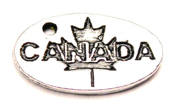 Canada With Leaf Genuine American Pewter Charm