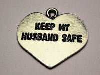 Keep My Husband Safe Heart Genuine American Pewter Charm