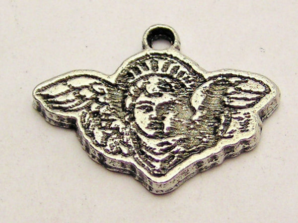 Victorian Angel Face Genuine American Pewter Charm