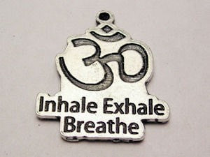 Om Symbol Inhale Exhale Breathe Genuine American Pewter Charm