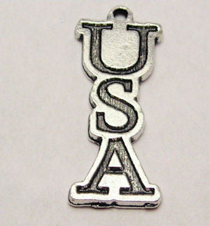 USA Long Tab Genuine American Pewter Charm