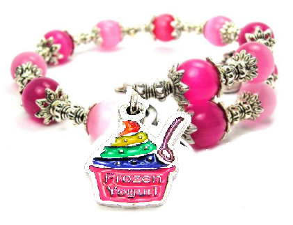 Rainbow Colored Frozen Yogurt Cat's Eye Beaded Wrap Bracelet