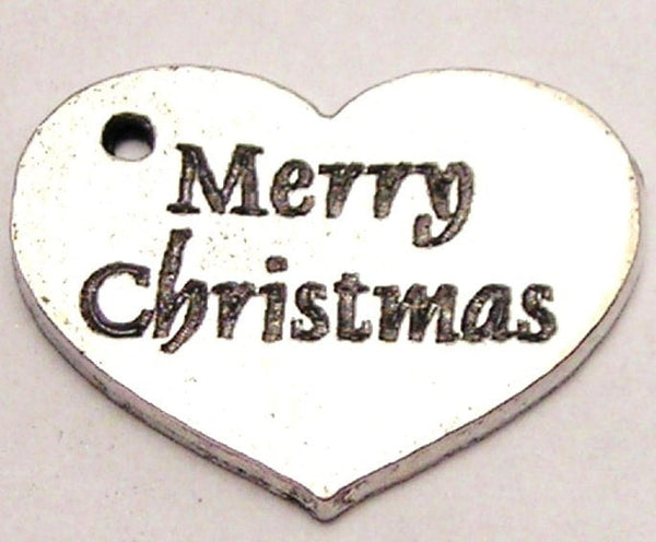 Merry Christmas Accent Heart Genuine American Pewter Charm