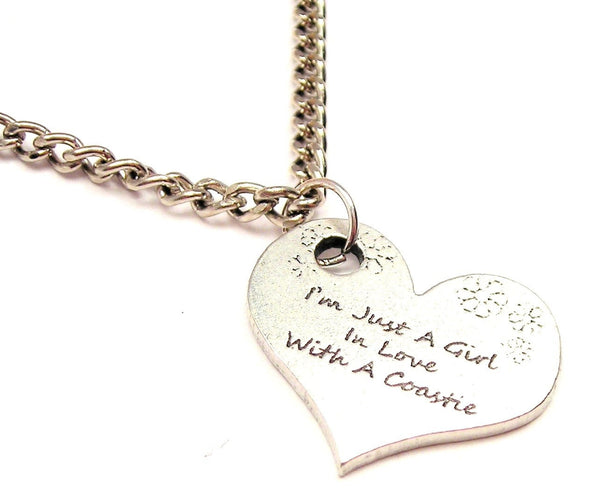 I'm Just A Girl In Love With A Coastie Single Charm Necklace