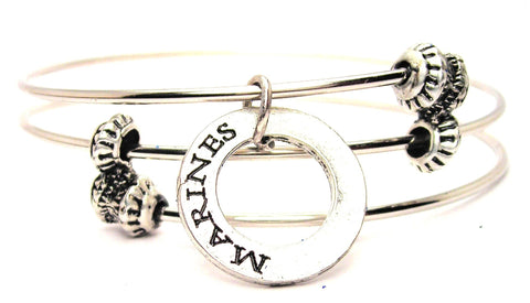 Marines Affirmation Ring Triple Style Expandable Bangle Bracelet