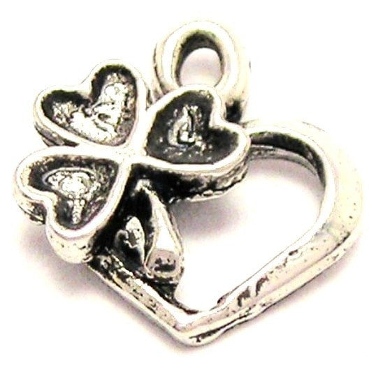 Irish Heart With Shamrock Genuine American Pewter Charm