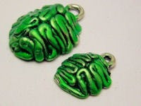 Pair Of Green Zombie Brains Genuine American Pewter Charm