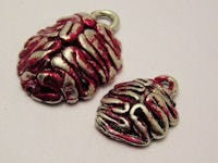 Pair Of Blood Red Zombie Brains Genuine American Pewter Charm