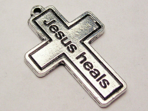 Cross Jesus Heals Genuine American Pewter Charm