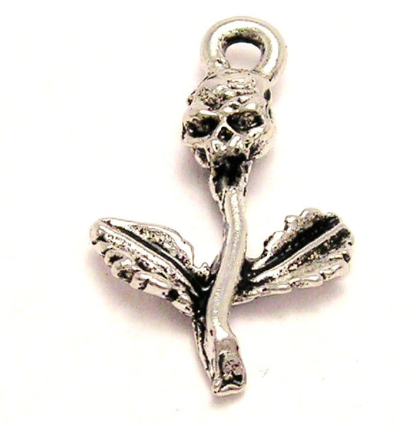 Skull Face Flower Genuine American Pewter Charm