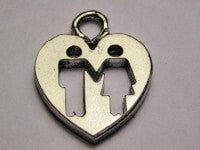 Man And A Woman Symbol In A Heart Genuine American Pewter Charm