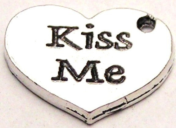 Kiss Me Accent Heart Genuine American Pewter Charm