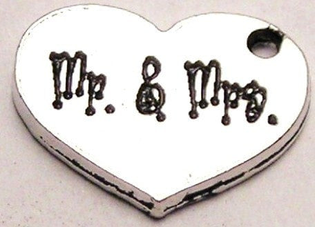 Mr. And Mrs. Accent Heart Genuine American Pewter Charm