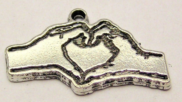 Hands Making A Heart Symbol Of Love Genuine American Pewter Charm