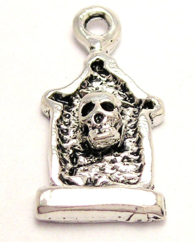 Tombstone With Skull Genuine American Pewter Charm