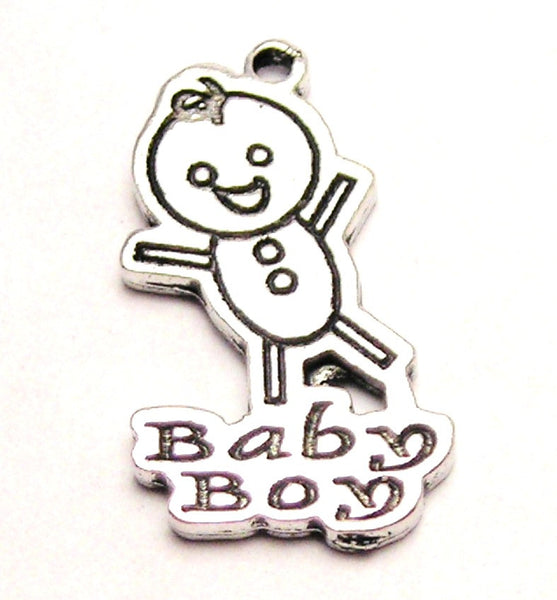 Stick Figure Baby Boy Genuine American Pewter Charm