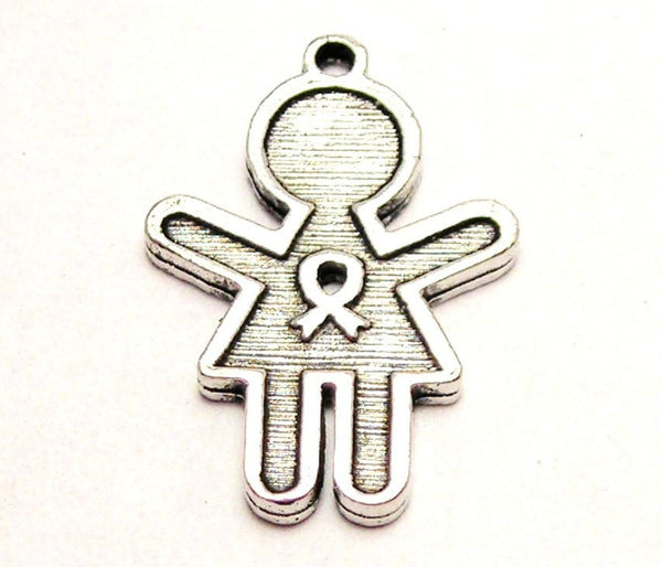 Awareness Ribbon Girl Genuine American Pewter Charm