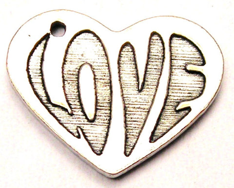 Wacky Love Heart Genuine American Pewter Charm