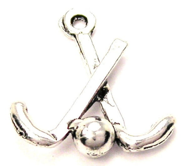 Crossed Field Hockey Sticks Genuine American Pewter Charm