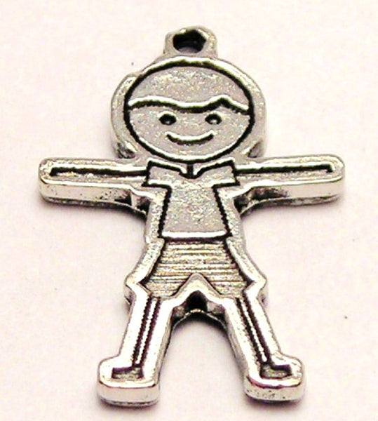 Stick Figure Boy Brother Son Genuine American Pewter Charm