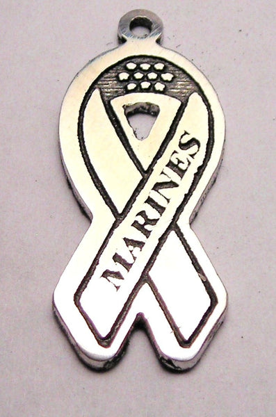 Marines Awareness Ribbon Genuine American Pewter Charm