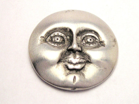 Man In The Moon Face Altered Art Genuine American Pewter Charm