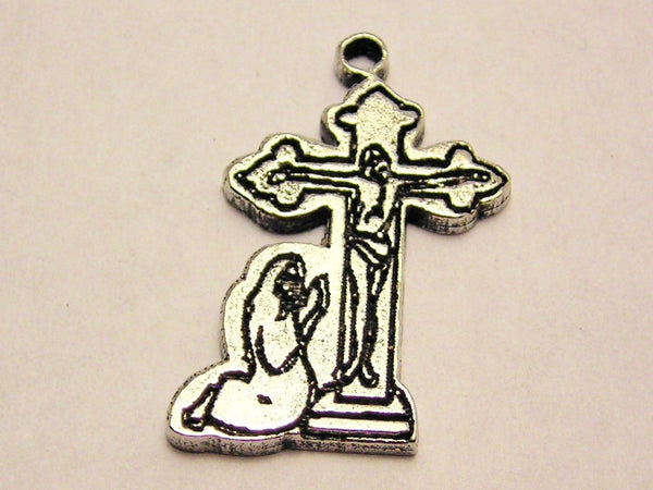 Mary At Jesus Feet Genuine American Pewter Charm