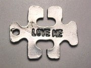 Love Me Autism Puzzle Piece Genuine American Pewter Charm